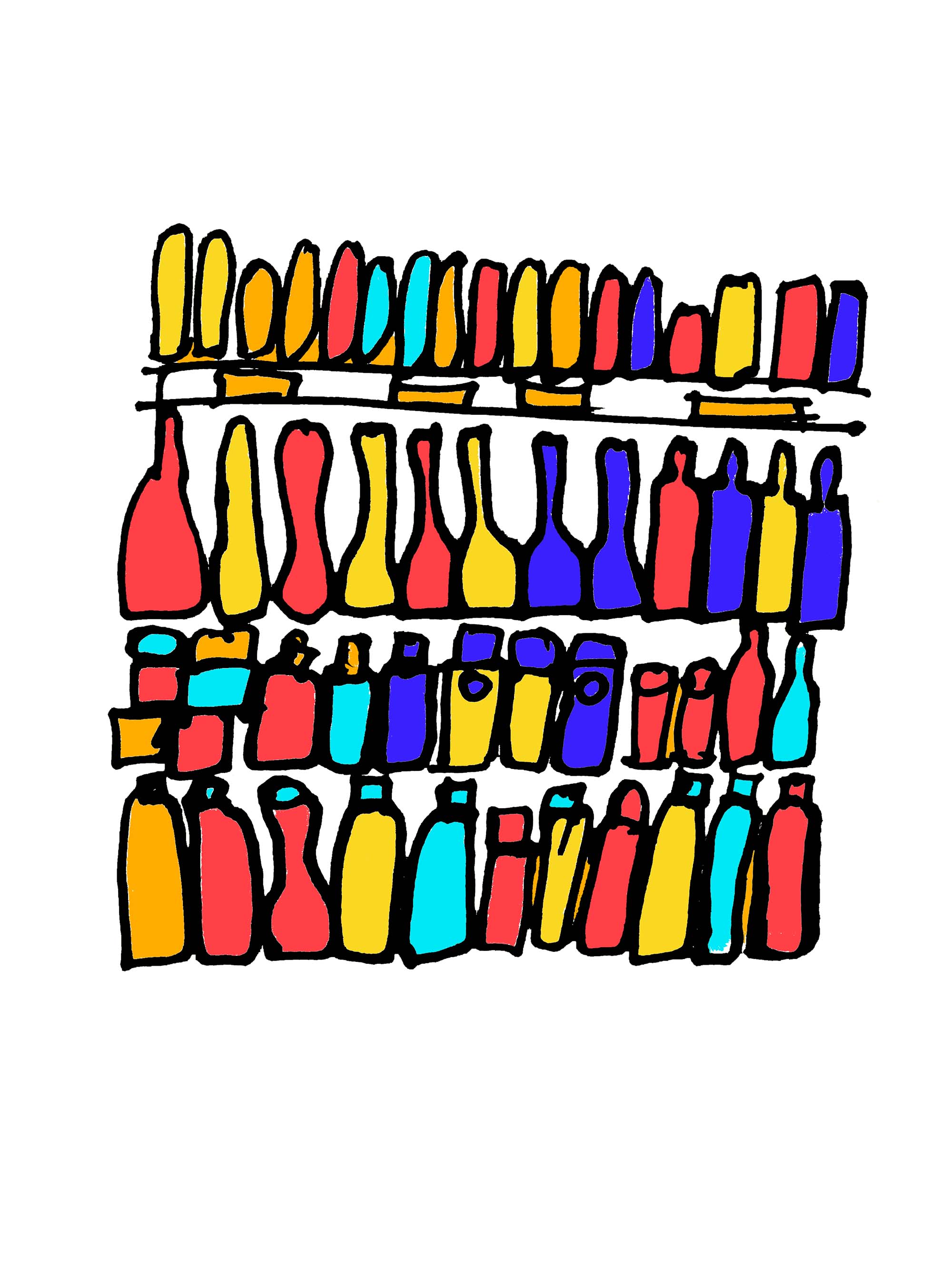 A man in bed yawning in a collage style